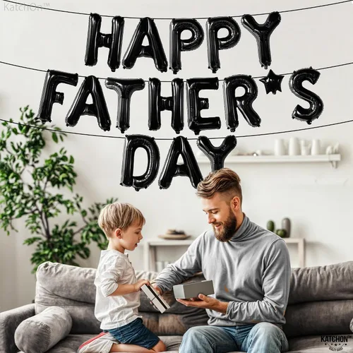 Vista 3 de Katchon, Globo de feliz día del padre – 16 pulgadas Cartel de feliz día del padre para decoraciones del día del padre Cartel del día del padre