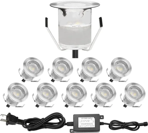 Vista 12 de Kits de luces LED empotrables para cubierta con carcasa protectora, iluminación LED de paisaje al aire libre IP67 impermeable, CC 12 V de bajo Azul