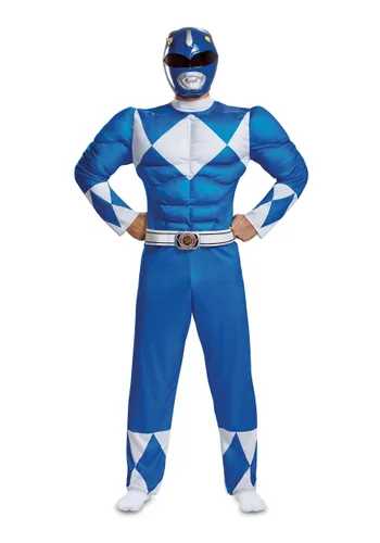 Vista 3 de Disfraz de Power Ranger Azul musculoso para hombre Multicolor