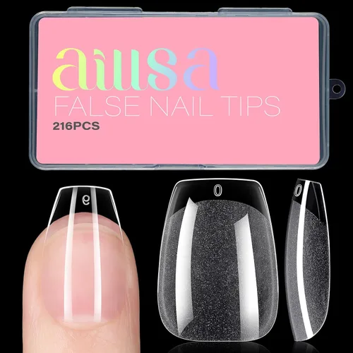 Vista 12 de AILLSA Puntas de uñas de bailarina, puntas de uñas de gel transparente
