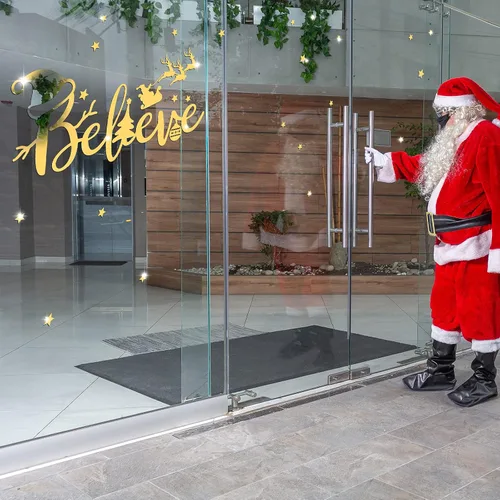 Vista 5 de Espejo acrílico de muñeco de nieve de Navidad, adhesivo autoadhesivo para ventana, calcomanía decorativa de pared para bricolaje, hogar, pared