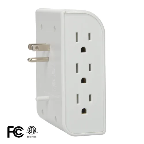 Vista 4 de Protector de sobretensiones de 3 salidas laterales de 1200 julios con 3 puertos USB-A y cargadores USB-C de 1 puerto, CP30009