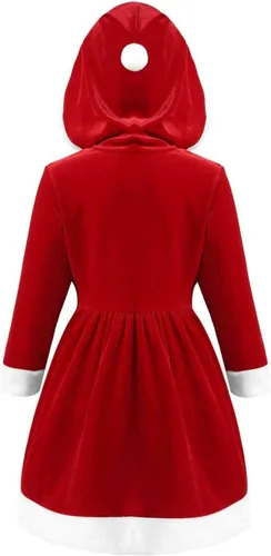 Vista 2 de Shinsto Vestido de Navidad con capucha para niños y niñas, vestido tipo túnica de terciopelo