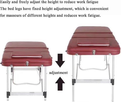 Vista 6 de Portable 3-Fold Massage Table, Height Adjustable Aluminum Spa Bed, 73 Inches, with Carrying Case, Comfortable PU Leather