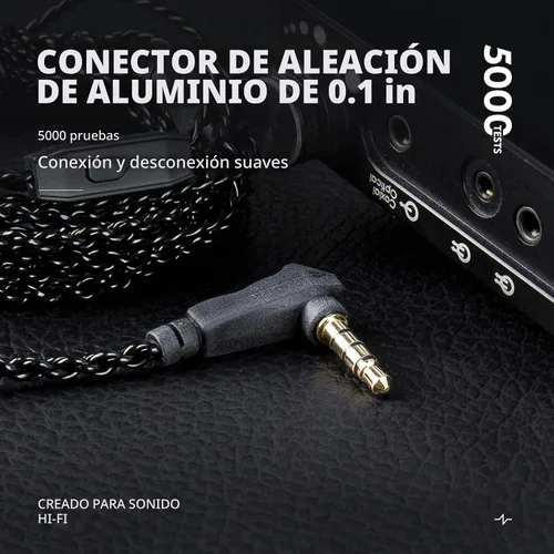 Vista 5 de Cable IEM de 2M 2 pines, cables de auriculares de 2 metros de largo con cable de extensión de auriculares chapado en plata compatible con Moondrop