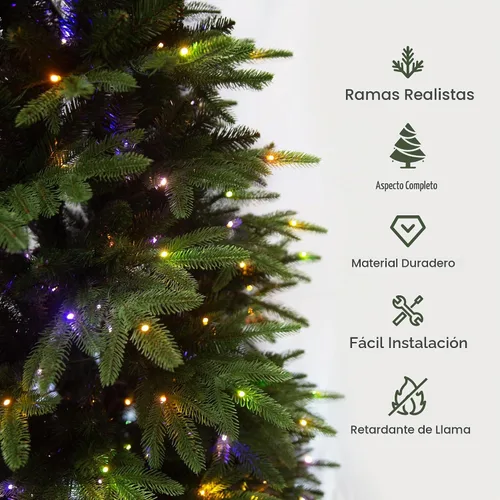 Vista 6 de Árbol de Navidad artificial preiluminado de 7.5 pies con luces Prelit 350 LED