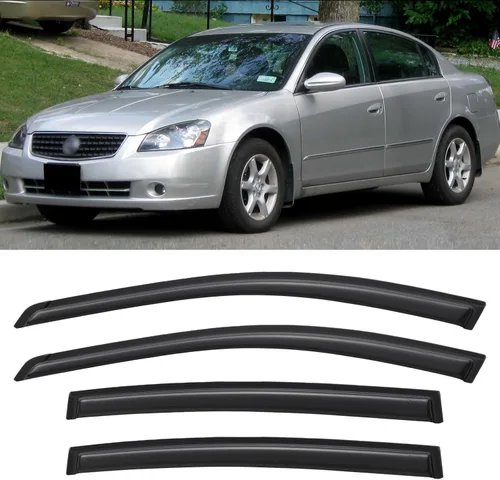 Vista 26 de YQAUTEC - Viseras para ventana, protectores contra la lluvia, compatibles con Subaru WRX 2015-2021, deflectores de viento para ventanas, viseras