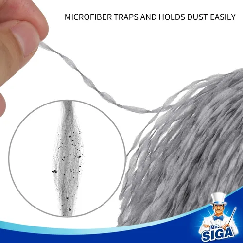 Vista 3 de MR.SIGA Plumero de microfibra delicado, mango cómodo antideslizante, cabezal de plumero lavable desmontable, gris y negro
