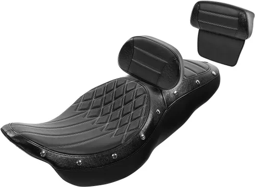 Vista 18 de Asiento de pasajero de 2 piezas para Harley Touring Road King Street Glide Electra Glide Road Glide 2009-2023