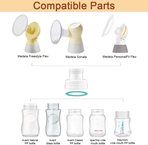 Vista 2 de Maymom Kit de conversión compatible con Medela Sonata, Freestyle Flex, bomba con estilo MaxFlow Pro Pro Pro para usar con botella de polipropileno