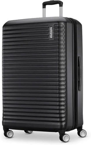 Vista 19 de American Tourister Stratum 3.0, aprobado por aerolíneas, equipaje rígido duradero, se expande 1.5", mango ajustable RightHeight, Negro