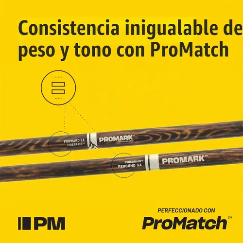 Vista 5 de ProMark Scott Johnson FireGrain Signature Marching Snare Drum Sticks - FireGrain para tocar más duro, más tiempo - Sin exceso de vibración - Acabado