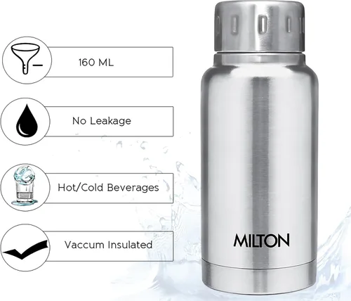 Vista 7 de Milton Botella de agua aislada de 5.4 oz (5.4 fl oz) de acero inoxidable de doble pared para bebidas calientes y frías, tapa de rosca simple a