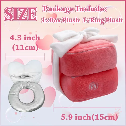 Vista 2 de Caja de anillos de felpa de San Valentín para promesa de compromiso, lindo soporte para caja de anillos de felpa para boda, matrimonio, grande