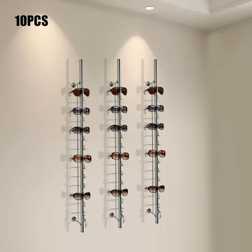 Vista 5 de 10 soportes de exhibición de lentes de sol de aluminio con cerradura para lentes de sol y gafas, organizador de almacenamiento (12 marcos)