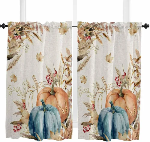 Vista 68 de Cortina de ventana ajustable con lazos para ventana, cenefa de cocina para sala de estar, arte abstracto, sol y arco iris, bolsillo para barra