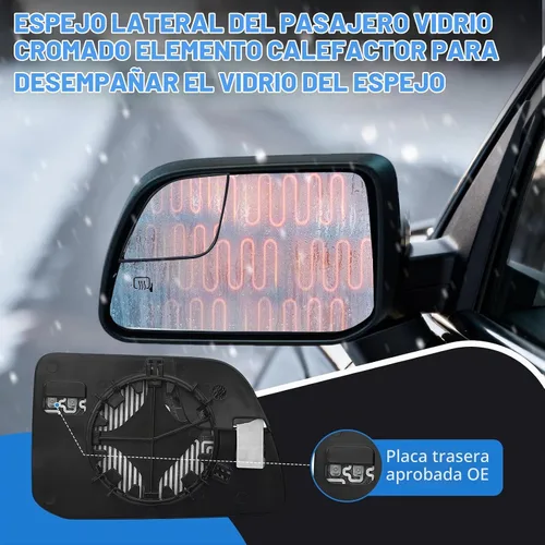 Vista 2 de Espejo lateral del conductor de repuesto para Ford Edge MKX 2011 2012 2013 2014, retrovisor lateral izquierdo de cristal, con placa de respaldo