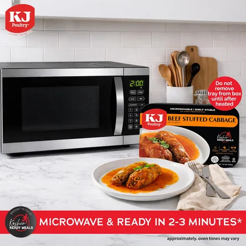 Vista 4 de KJ Poultry Kosher Ready Meals – Rollos de col rellenos de ternera, comidas de carne MRE listas para comer, sin gluten (paquete de 1) preparado