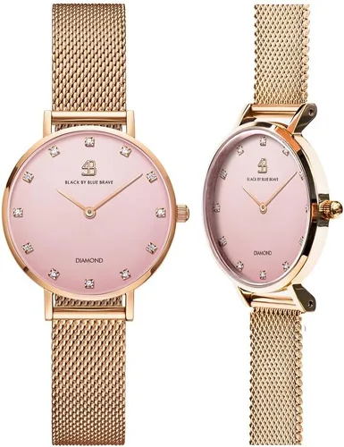 Vista 6 de BLACK BY BLUE BRAVE Womens Watch Trendy Green Watches for Women 12 Genuine Diamond Watch Markers 28 mm Watches for Women Green Sunray Dial with Rose