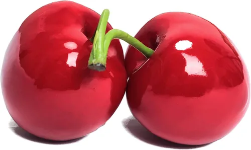 Vista 4 de XINFU Fruta artificial falsa grande doble cereza decoración simulación modelo de comida cocina fotografía accesorios