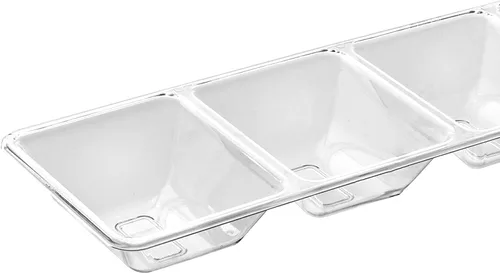 Vista 5 de Exquisita bandeja de plástico transparente de 6 unidades para fiestas, bandeja de servir resistente con compartimentos para alimentos, bandejas