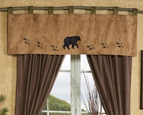 Vista 12 de BLACK FOREST DECOR Cenefa bordada de pinos - Tratamiento de ventana de cabina de bosque Pinos bordados