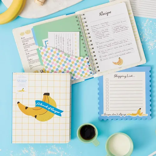 Vista 5 de C.R. Gibson Colección Bunch of Bananas - Papelería con dibujos divertidos para la cocina, 7.25 x 9 pulgadas, mini cuaderno de recetas
