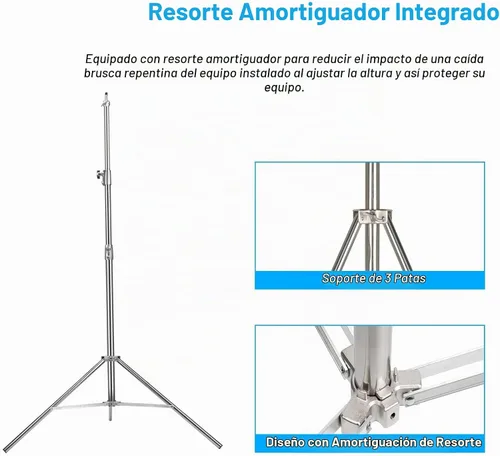 Vista 6 de EACHSHOT Soporte de luz resistente de 9.2 ft con bolsa de transporte, acero inoxidable con soporte de luz adaptador de 1/4 a 3/8 pulgadas para Godox