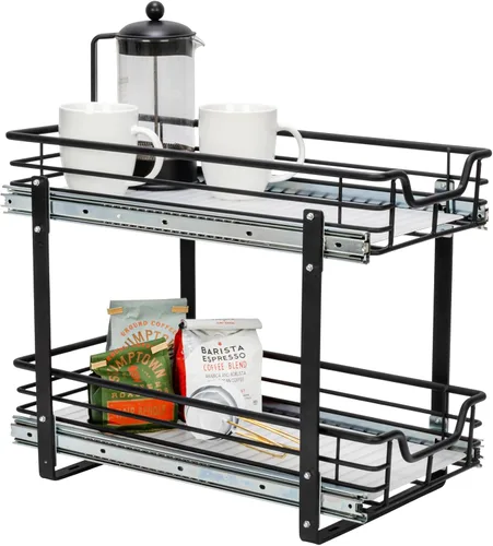 Vista 12 de Household Essentials Organizador extraíble de dos niveles de acero negro mate