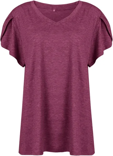 Vista 3 de Camisetas de verano para mujer, moda casual, cuello redondo, manga corta, de punto, color sólido, suéter