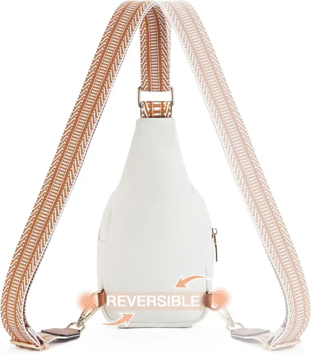 Vista 75 de Telena Riñonera pequeña para mujer, de cuero, cangureras, bolsa de pecho para mujer