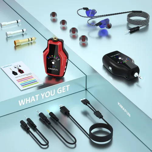 Vista 8 de KIMAFUN Sistema de monitor inalámbrico en el oído, auricular inalámbrico personal con sistema IEM para músicos, cantantes (1TX+1RX)
