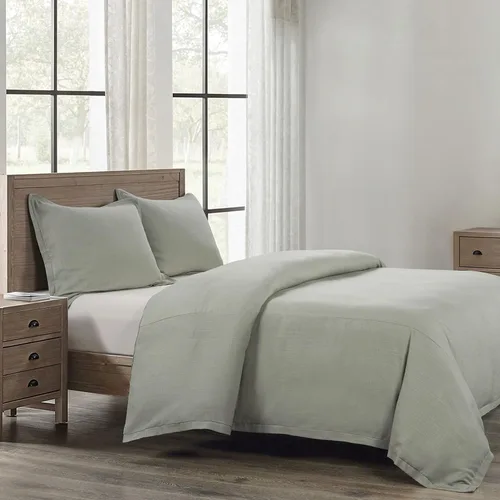 Vista 6 de HiEnd Accents Hera - Juego de edredón de lino a medida de 3 piezas con fundas de almohada, juego de ropa de cama de color liso gris Queen