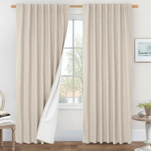 Vista 40 de LAMIT Cortinas opacas cortas de lino de 30 pulgadas para ventanas de cocina sobre el fregadero, cortinas de café texturizadas de lino marfil