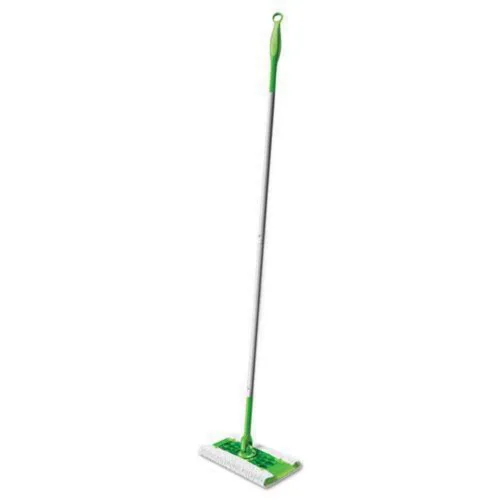 Vista 2 de Swiffer Sweeper Mop, cabeza de tela blanca de 10 x 4,8 pulgadas, mango de aluminio/plástico verde/plata de 46 pulgadas