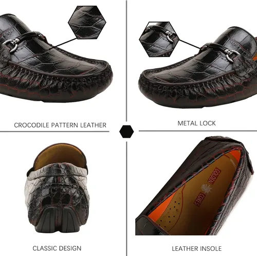 Vista 3 de Mocasines de cuero genuino para hombre, cómodos mocasines casuales de conducción, mocasines transpirables