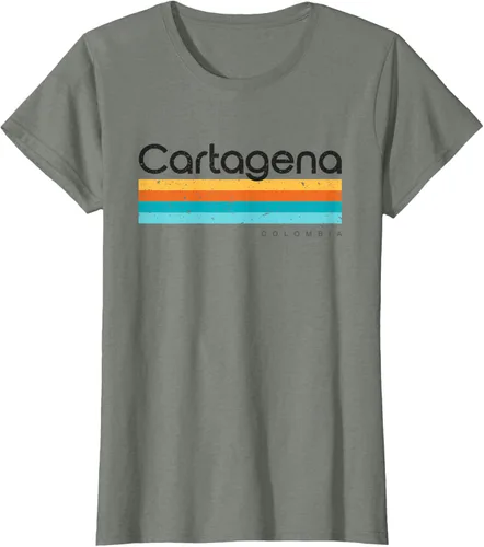 Vista 16 de Camiseta vintage de Cartagena Colombia con diseño retro, Blanco, S