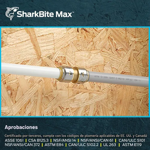 Vista 6 de SharkBite Acoplamiento de transición de polibutileno máximo de 1/2 pulgada, empuje para conectar accesorios de plomería de latón, tubo PEX, cobre