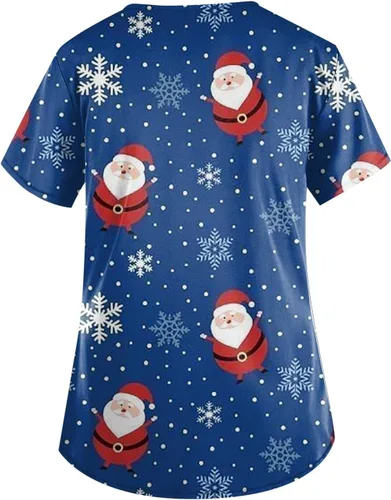 Vista 2 de Ropa quirúrgica de Navidad para mujer, talla grande, suave, cómodo, overol duradero, uniforme de enfermera, con bolsillo