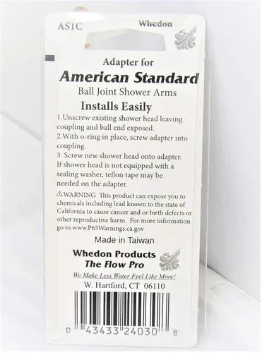 Vista 2 de Whedon American Standard, adaptador de brazo de regadera con unión esférica