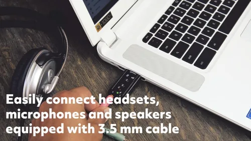 Vista 4 de Adaptador USB a conector de audio MH con controles de volumen, tarjeta