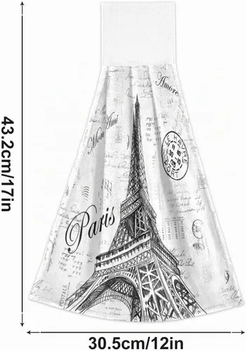 Vista 3 de Nander Toalla de algodón Paris Eiffel Tower, 2 toallas absorbentes para baño, lavable a máquina