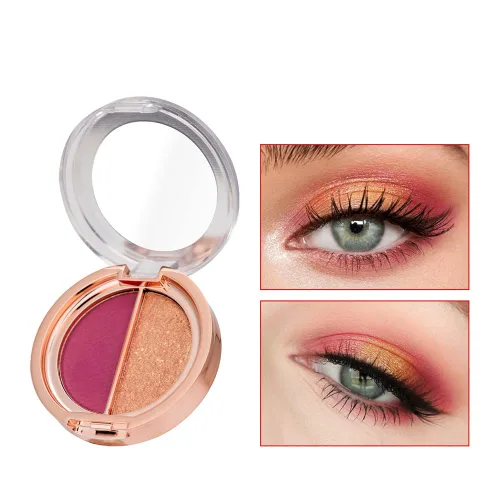 Vista 12 de sombra de ojos de doble color, paleta de maquillaje de ojos de alto pigmento, polvo de sombra de ojos metálico brillante mate, maquillaje de ojos