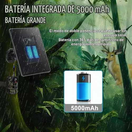 Vista 8 de Panel solar de cámara de sendero, mini cargador de batería solar DC 12V/1A 6V/1.5A batería de litio recargable incorporada de 5000 mAh, accesorio