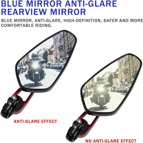 Vista 4 de Espejo retrovisor azul para motocicleta, retrovisor, 7/8 pulgadas, 0.866 in, para Kawasaki H2 H2R Z1000SX Ninja 1000 Z1000 Z1000 Z1000R