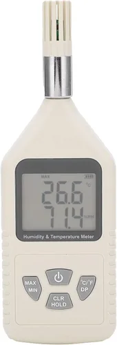 Vista 2 de Hyuduo GM1360A Digital Thermometer Hygrometer Handheld Temperature Humidity Meter with Large LCD Screen Dual Sensors for Factory Lab Warehouse
