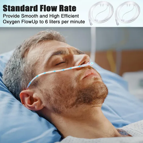 Vista 5 de Paquete de 5 cánulas nasales de oxígeno para adultos de 4 pies, tubo de oxígeno suave para adultos, tubo nasal de cánula con pieza nasal curvada
