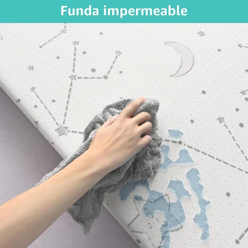 Vista 4 de YENING Cubrecolchón transpirable de 38 x 26 pulgadas, impermeable, para Pack N Play, con correa, paquete de 2 2 Paquete Normal