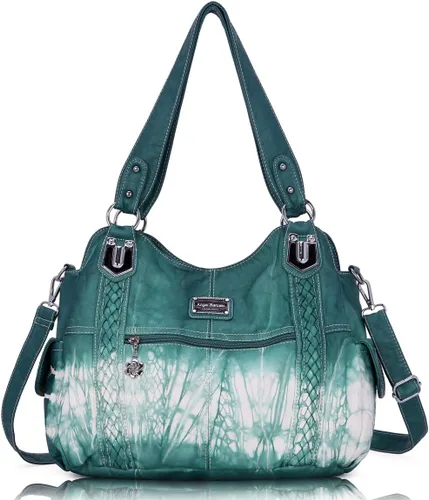Vista 135 de Angel Barcelo - Bolsa de hombro amplia para mujer, diseño Hobo, cuero lavado