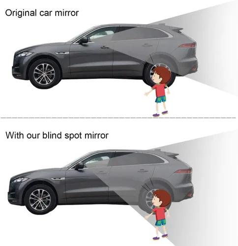 Vista 3 de Espejo retrovisor convexo de punto ciego, ajustable, sin marco, de gran ángulo, con forma de ventilador, de cristal HD, adhesivo 3M para SUV